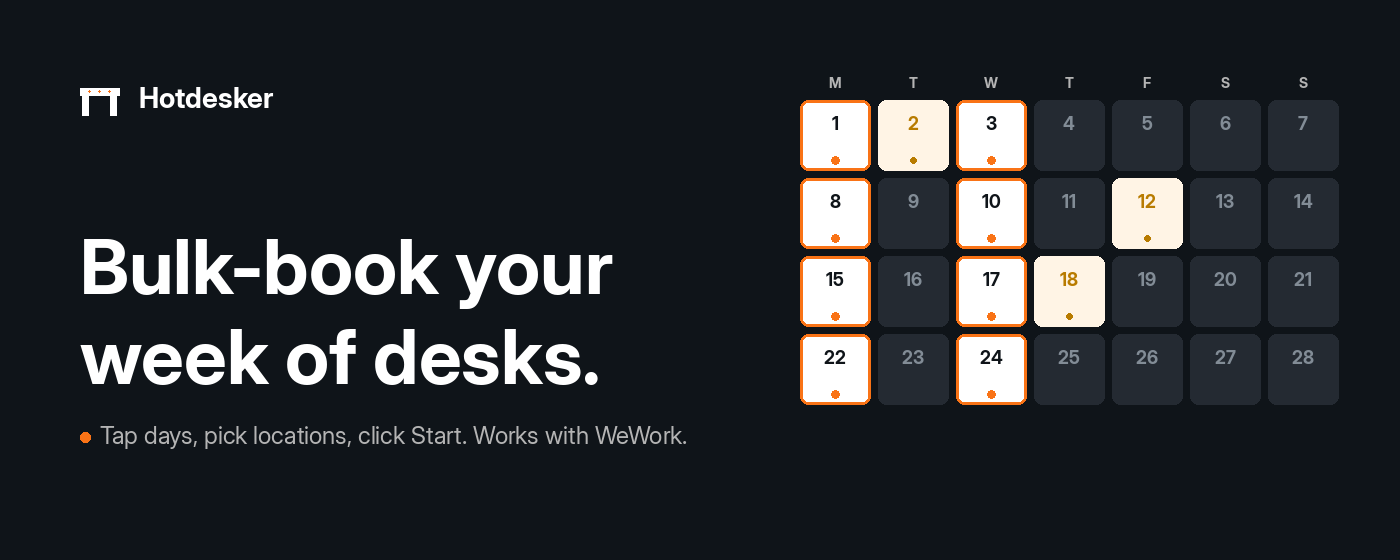 Hotdesker — bulk-book your week of desks